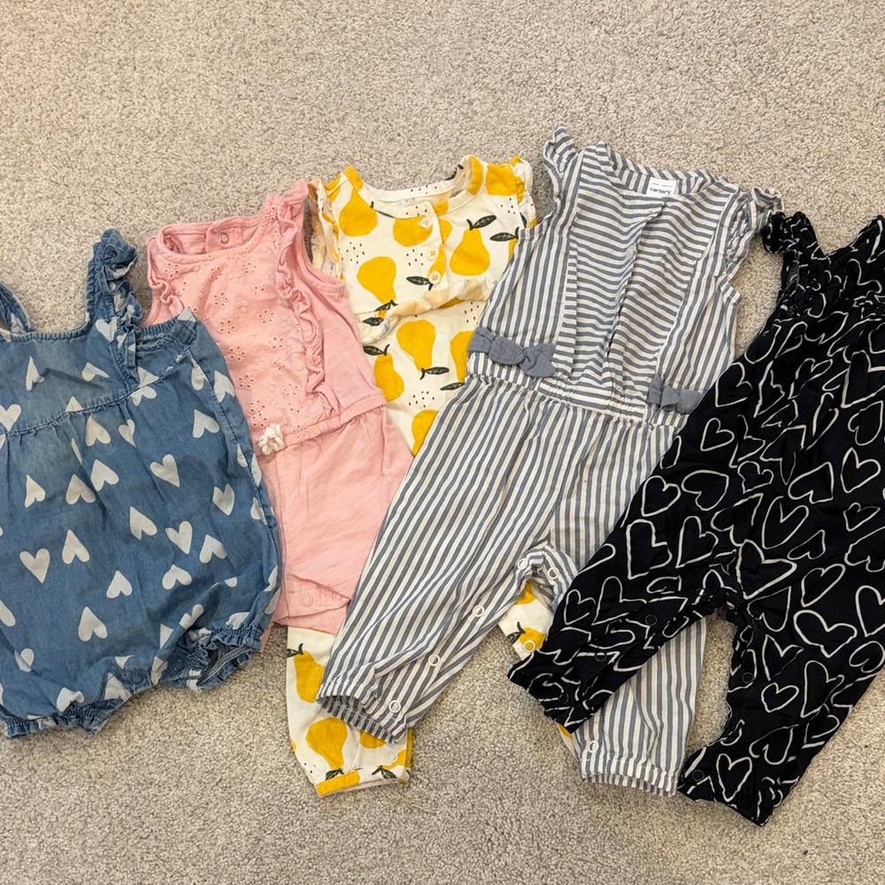 Baby Girls Mixed Romper Bundle - 6 Month